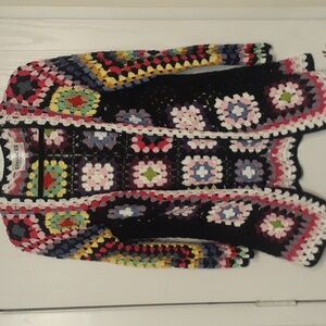 COPY - Multi colored crochet granny square cardigan, Brand New